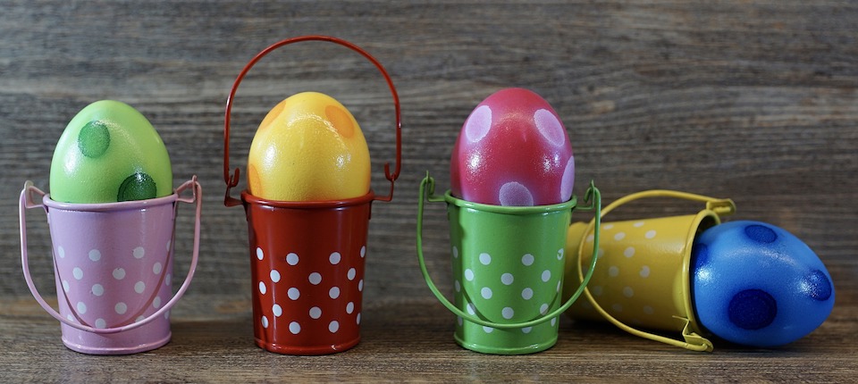 Buckets with eggs
